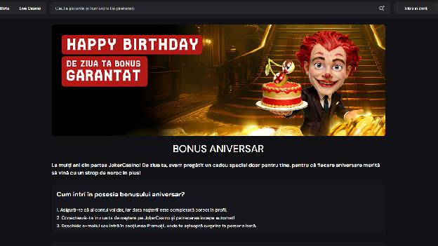 bonus aniversar joker casino